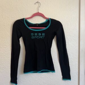 bebe Sport Black Top with Blue Trim